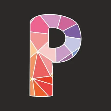 P low poly alphabet vector letter isolated on black background Stock Illustration