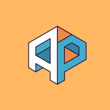 A P  monogram lettering with perspective geometric concept Stock Illustration