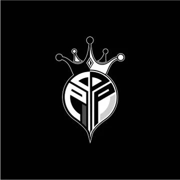 P P circle monogram logo emblem style with clown crown shape vector decoratio Stock Illustration