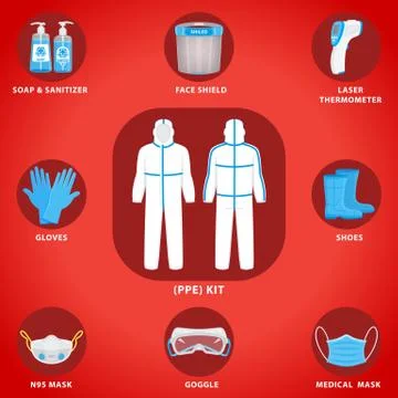 P P E Kit, Body Covering Suit Stock Illustration