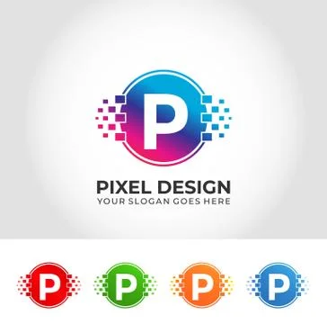 P Pixel Logo Design Concept Stock Illustration