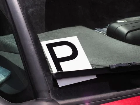 P plate sticker Stock Photos