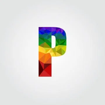 P Polygon alphabet colorful font style. Vector illustration Stock Illustration