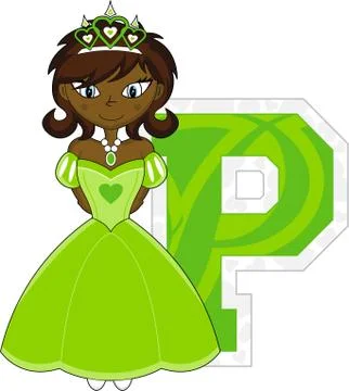 P is for Princess Alphabet Learning Illustration 库存插图