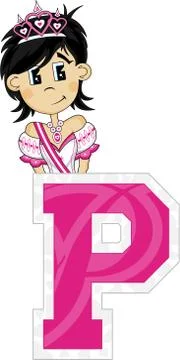 P is for Princess Alphabet Learning Illustration Stock Illustration