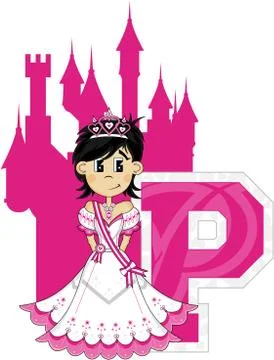 P is for Princess Alphabet Learning Illustration Stock Illustration