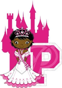 P is for Princess Alphabet Learning Illustration Stock Illustration
