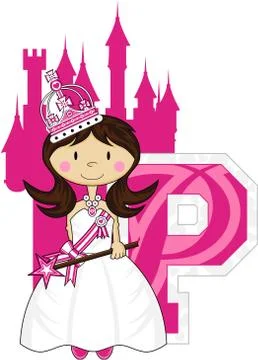 P is for Princess Alphabet Learning Illustration Stock-Illustration