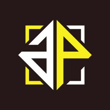 A P quadrangle monogram initials with square Stock Illustration