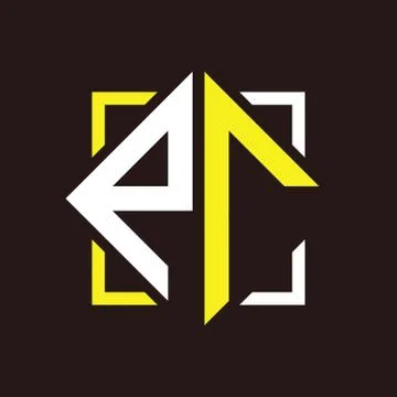 P R Initials quadrangle monogram with square Stock Illustration