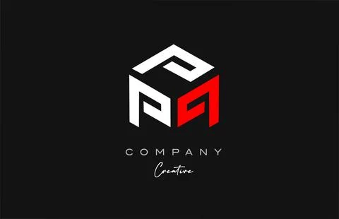 P red white three letter cube alphabet letter logo icon design. Creative te.. Stock Illustration