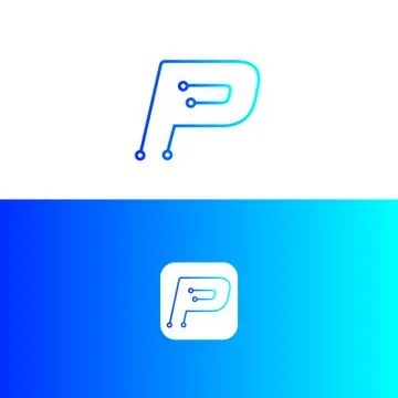 P tech letter logo design, P icon,	 Illustrazione stock
