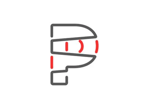 P vector letter, modern desing. Line stroke, unique font. For poster, logo, b Stock Illustration
