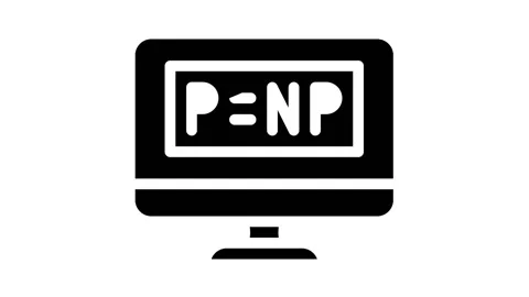 P vs NP unsolved problem in computer science glyph icon animation Stock Footage 156650074
