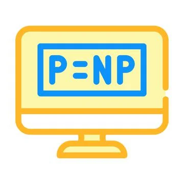 P vs NP unsolved problem in computer science color icon vector illustration Stock Illustration