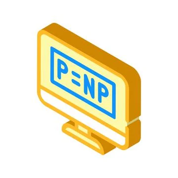 P vs NP unsolved problem in computer science isometric icon vector illustrati Stock Illustration