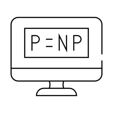 P vs NP unsolved problem in computer science line icon vector illustration Stock Illustration