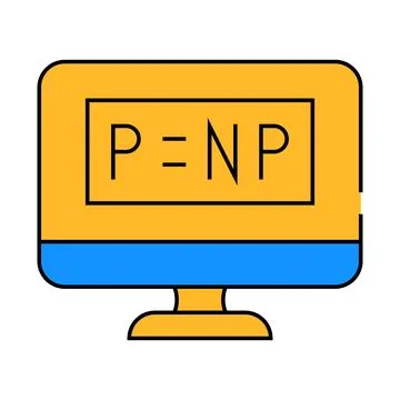 P vs NP unsolved problem in computer science icon color illustration Stock Illustration