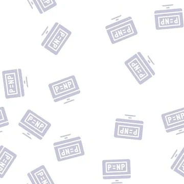 P vs NP unsolved problem in computer science glyph vector seamless pattern Stock Illustration