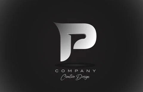 P white gradient alphabet letter logo icon with black background. Creative de Stock Illustration