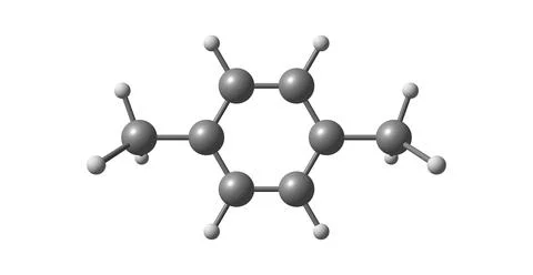 P-Xylene molecular structure isolated on white Stockillustratie
