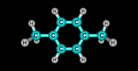 P-Xylene molecular structure isolated on black Stockillustratie