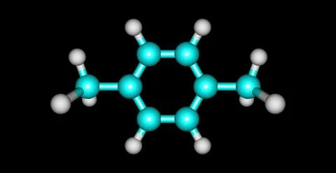 P-Xylene molecular structure isolated on black 스톡 일러스트