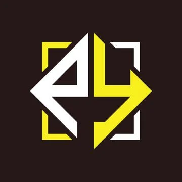 P Y Initials quadrangle monogram with square Stock-Illustration
