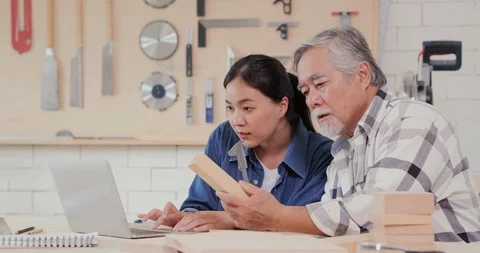 P1298065Two carpenter working together at workshop. Stock Footage 119006961