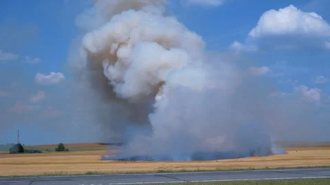 P1970685 The wheat field is on fire Stock Footage 324895541