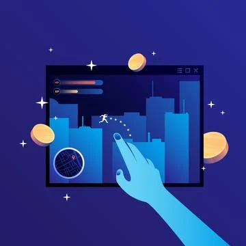 P2E Games. P2E Crypto Games Illustration Illustrazione stock