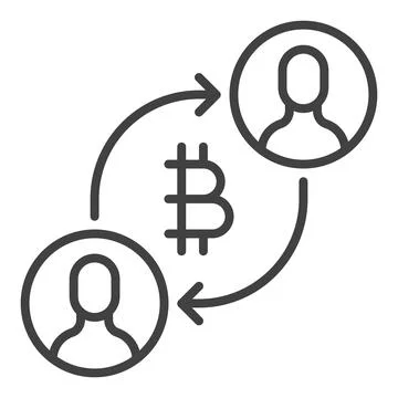 P2P Bitcoin Trading vector Cryptocurrency Exchange thin line icon or symbol Stock Illustration