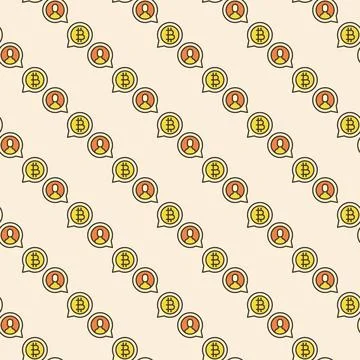 P2P Bitcoin vector Crypto Currency in Speech Bubble Exchange colored seamle.. Ilustração Stock