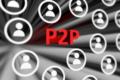 P2P concept blurred background 3d render illustration Stock Illustration