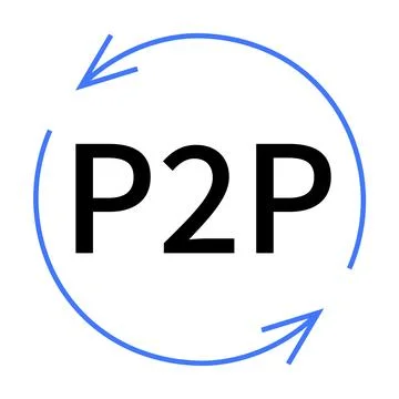 P2P Concept with Circular Blue Arrows Indicating Continuous Cycle or Connecti 库存插图