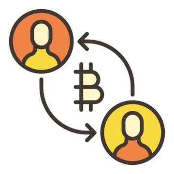 P2P Cryptocurrency Exchange vector Bitcoin Trading colored icon or design e.. Stock Illustration