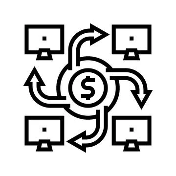P2p finance system line icon vector illustration Stock Illustration