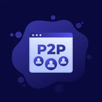 P2p icon, peer-to-peer decentralized system vector design Illustrazione stock