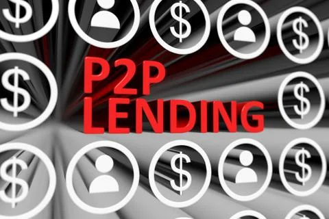 P2P LENDING concept blurred background 3d render illustration Stock Illustration