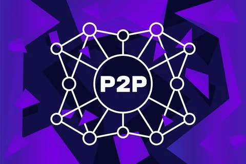 P2p, peer-to-peer network vector design Illustrazione stock