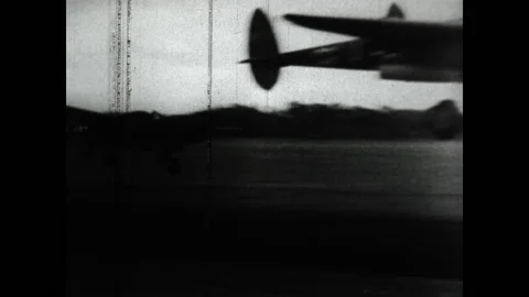 P38 Lightning Take off 1944 Stock Footage 217984922