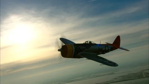 P47 Thunderbolt Air To Air Backlight Sun CU Stock Footage 85583331