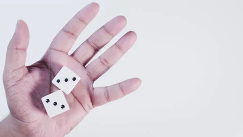 P5 Dice in Hand - 2 THREEs Video stock 134564139