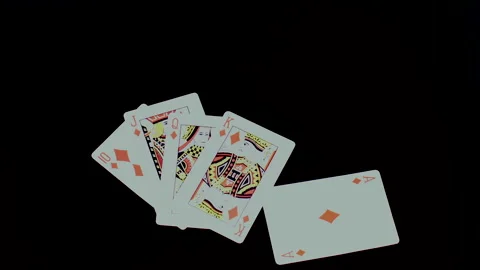 P5 Playing Cards - Royal Flush Diamonds Video stock 134571004