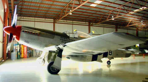 P51 in hanger  Stock Footage 90248