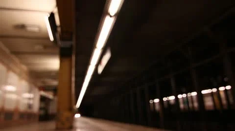 P5C50 NYC Subway pulling into the station (Regular Speed) Video stock 10893873