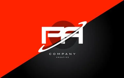 Pa p a  red black technology alphabet company letter logo icon Stock Illustration