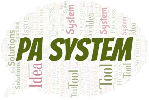 Pa System typography vector word cloud. Stock Illustration