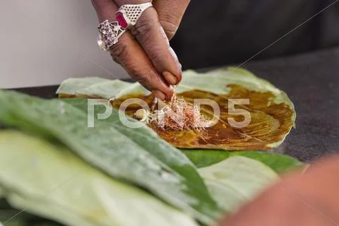 Paan is being prepared Stock Photos