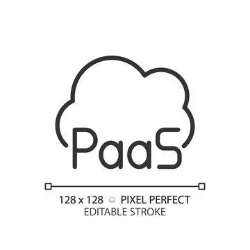 PaaS cloud computing pixel perfect linear icon 스톡 일러스트
